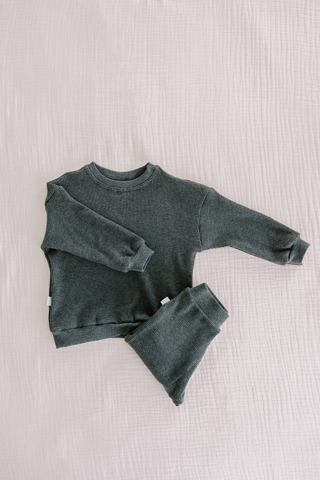 Waffle Sweat Set in Charcoal