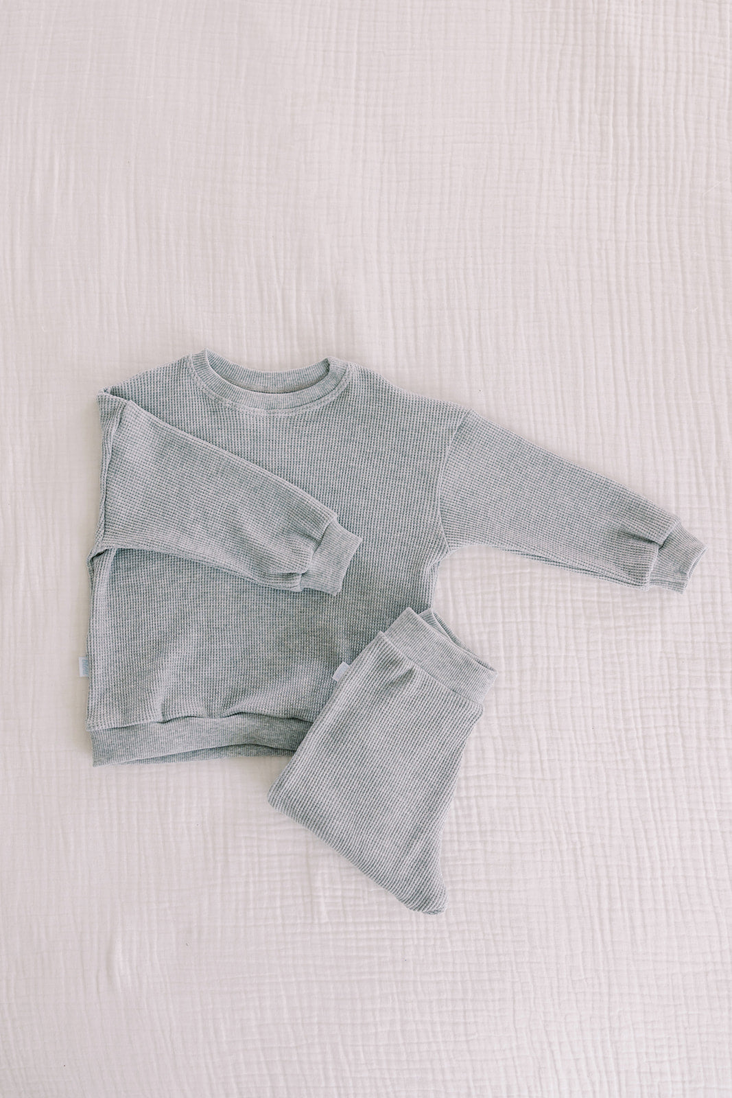 Waffle Sweat Set in Heather Grey